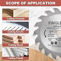 Vista 4 de TCT - Hoja de sierra circular de 3 pulgadas con eje de 3/8, hoja de herramienta de corte de 18 dientes para madera, plástico, PCV, acrílico, madera