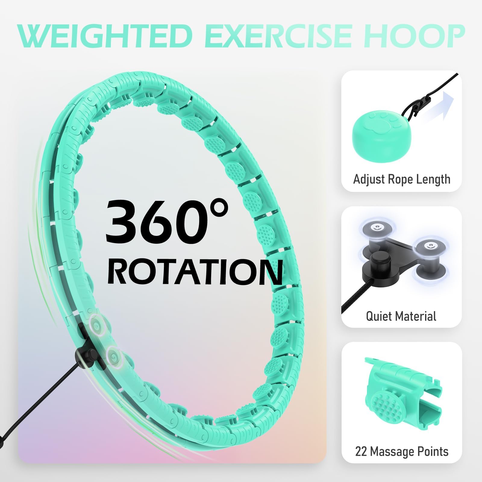 Weighted Hula Circle with 32 Links(66 Inch), Sweet Weight Ball, for Adults Weight Loss, Infinity Fitness Hoop Plus Size, for Women Smart Exercise Equipment