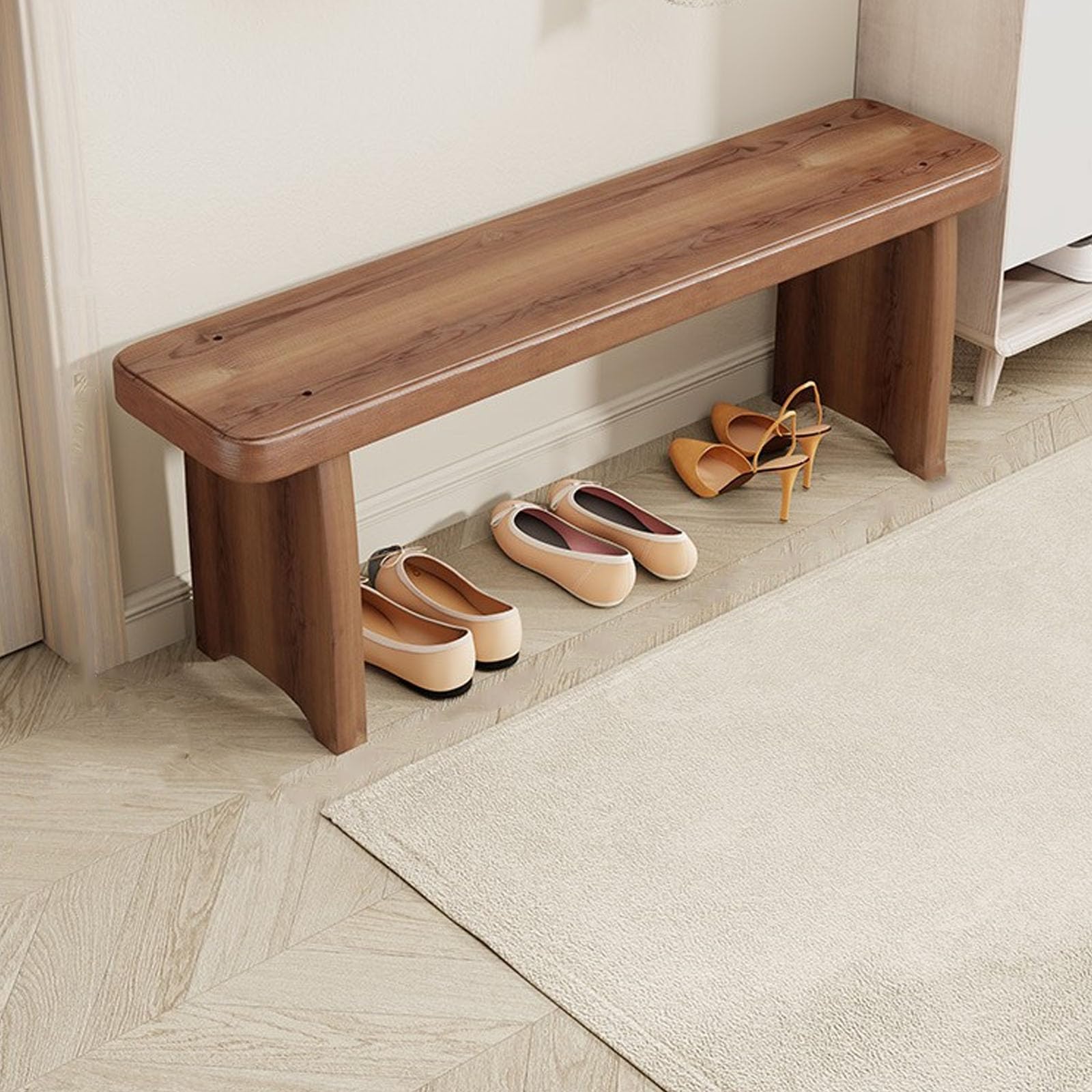 LWJSOCP Small Indoor Shoe BenchWooden Shoe Rack Bench for EntrywaySolid Wood Entryway Shoes Changing StoolShoes Rack Stool for Hallways Living Room Bedroom120cm