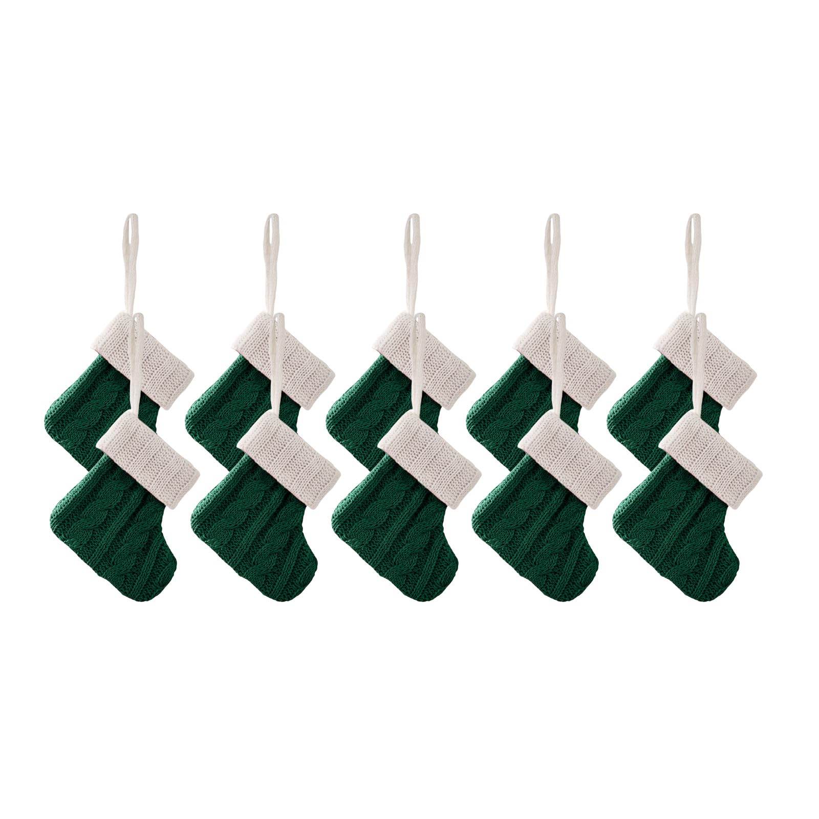 Jazuaiao 10Pcs Christmas Tree Pendant Large Knitted Socks for Festives Home Decoration Colorful Present Bag Hanging Ornament Large Knitted Stocking