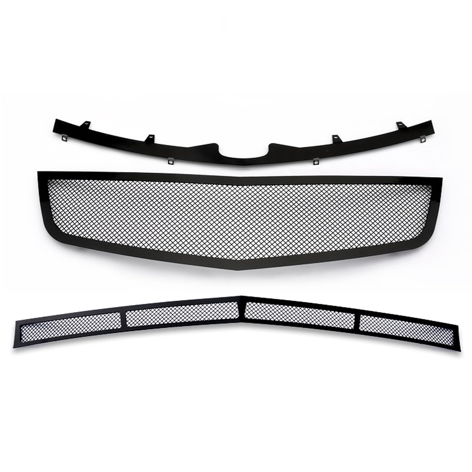 APS Premium Stainless Steel Black Mesh Grille Grill Insert Combo Compatible with Cadillac DTS 2006 2007 2008 2009 2010 2011 Main Upper Lower Bumper N19-H27017A