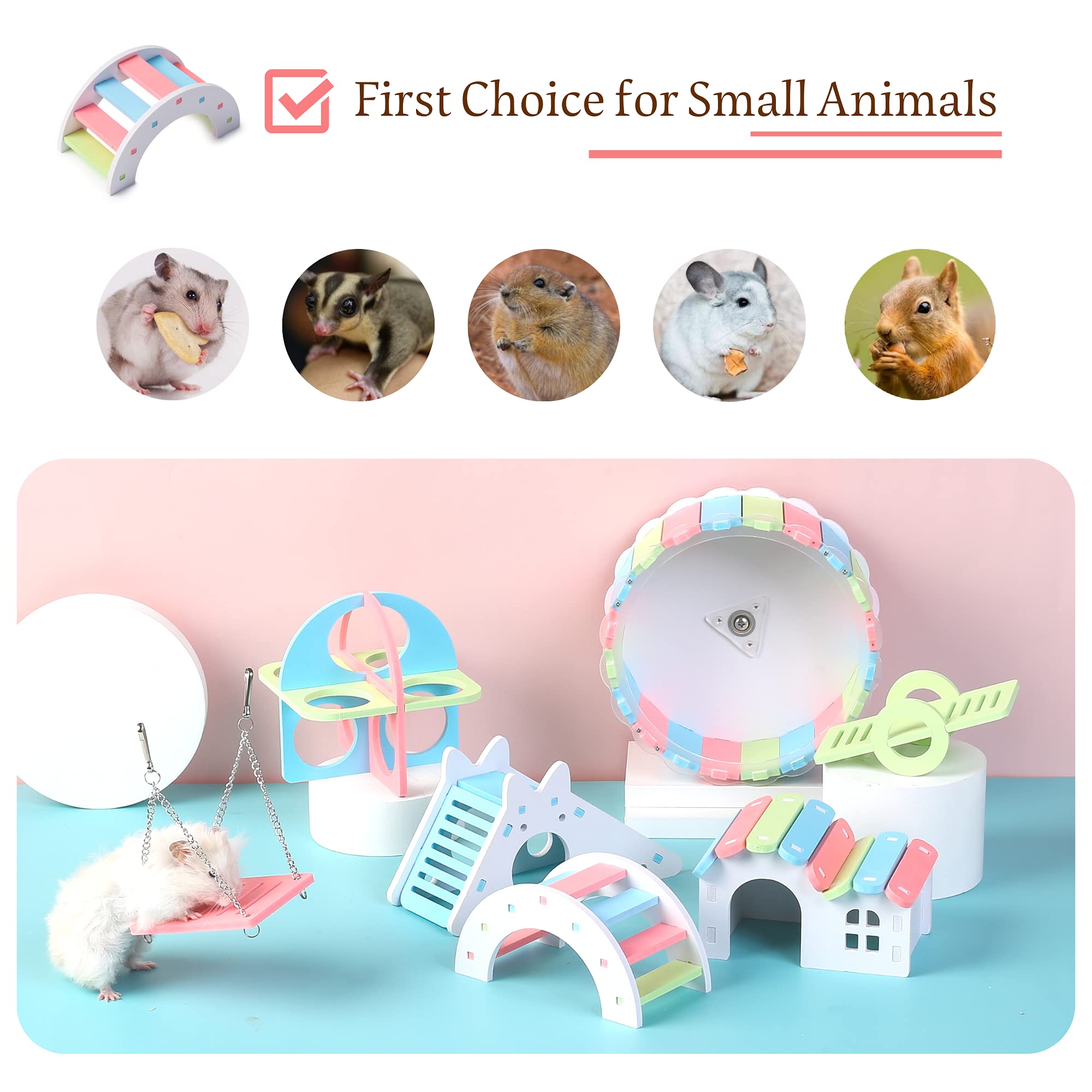 JanYoo Hamster Hideout and Toys Wheel for Dwarf Hamster Cage House Hut