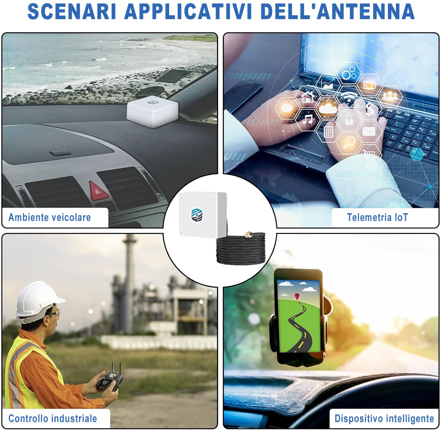 Maswell GNSS Antenna GPS SMA maschio, GPS GLONASS BEIDOU GAILEO banda L1 1561-1602MHz, montaggio a vite e autoadesivo, cavo impermeabile IP67 stabilizzato ai raggi UV in nylon intrecciato
