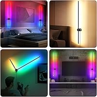 Vista 7 de Juego de dos apliques de pared LED RGB con control remoto, 15 modos de color, atenuación, bricolaje rotación de 180°, apliques de pared negros