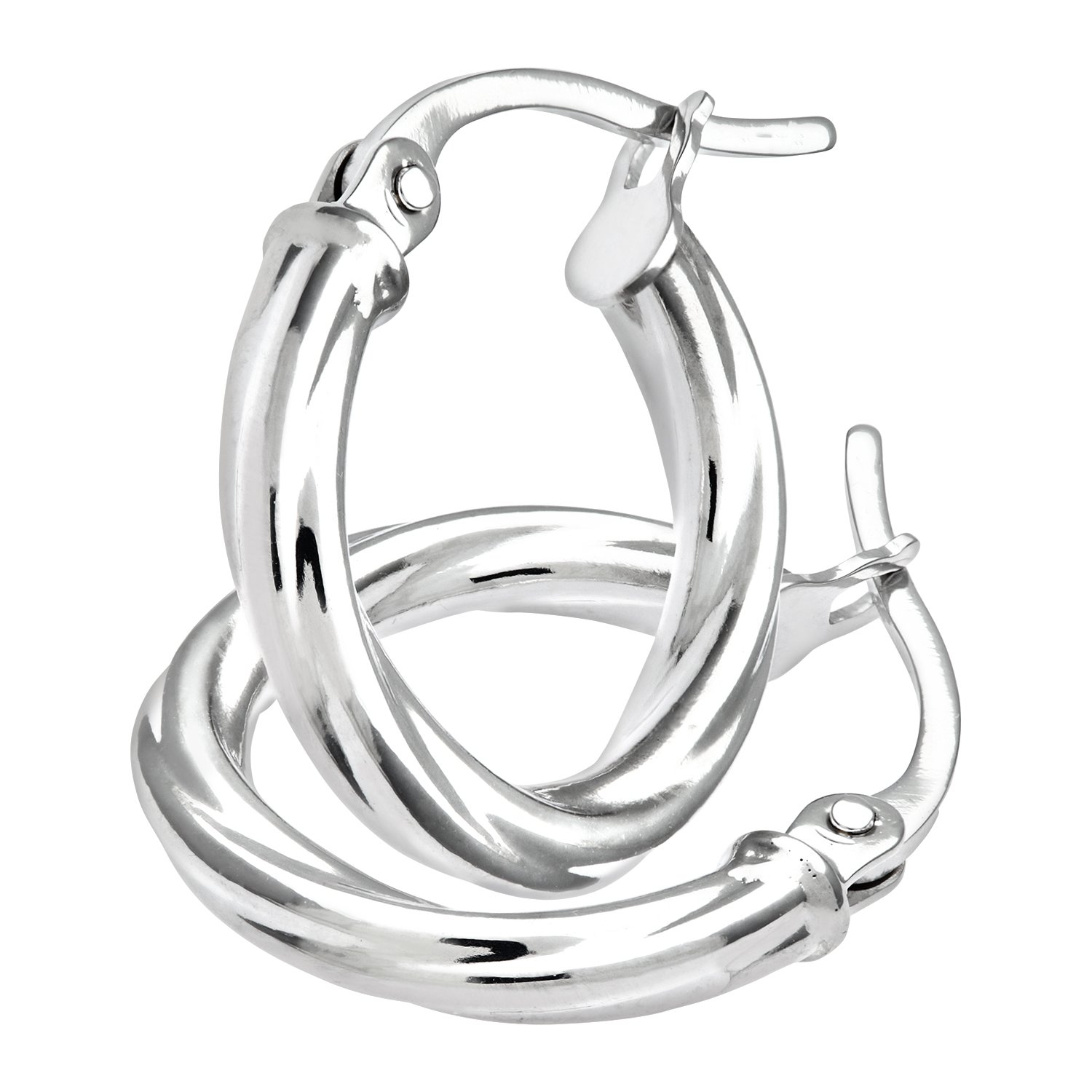9ct Women’s White Gold Hoop Earrings – Beautifully Crafted Circular Earrings - By Elegano