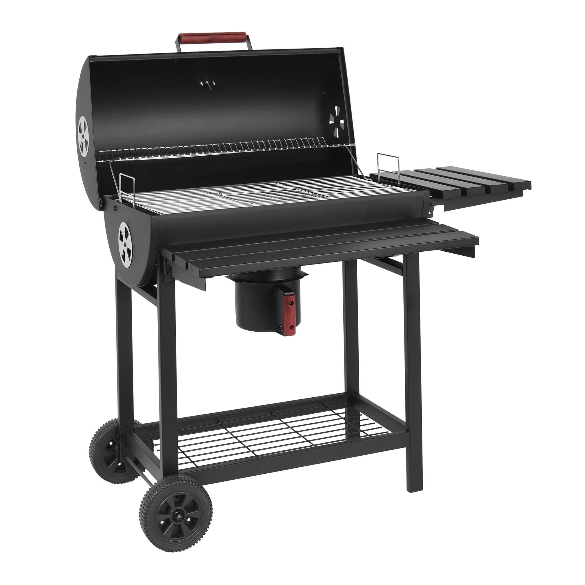 Milani Home - barbecue a carbonella, acciaio, affumicatore cottura lenta con ruote, nero