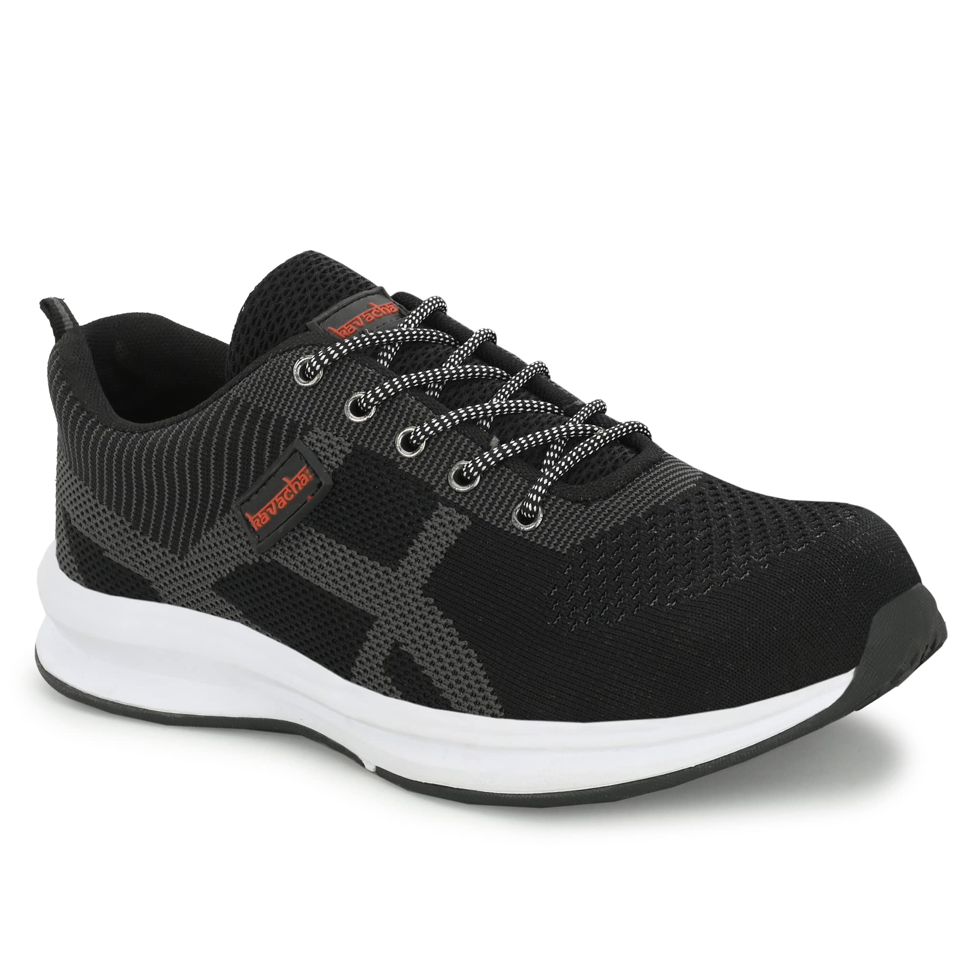KAVACHA Air S214 Knitted Upper & Phylon TPR Sole Steel Toe Safety Shoe with Memory Foam Comfort (Black White, Numeric_8) (B0BN81KBD3) Amazon Price History, Amazon Price Tracker