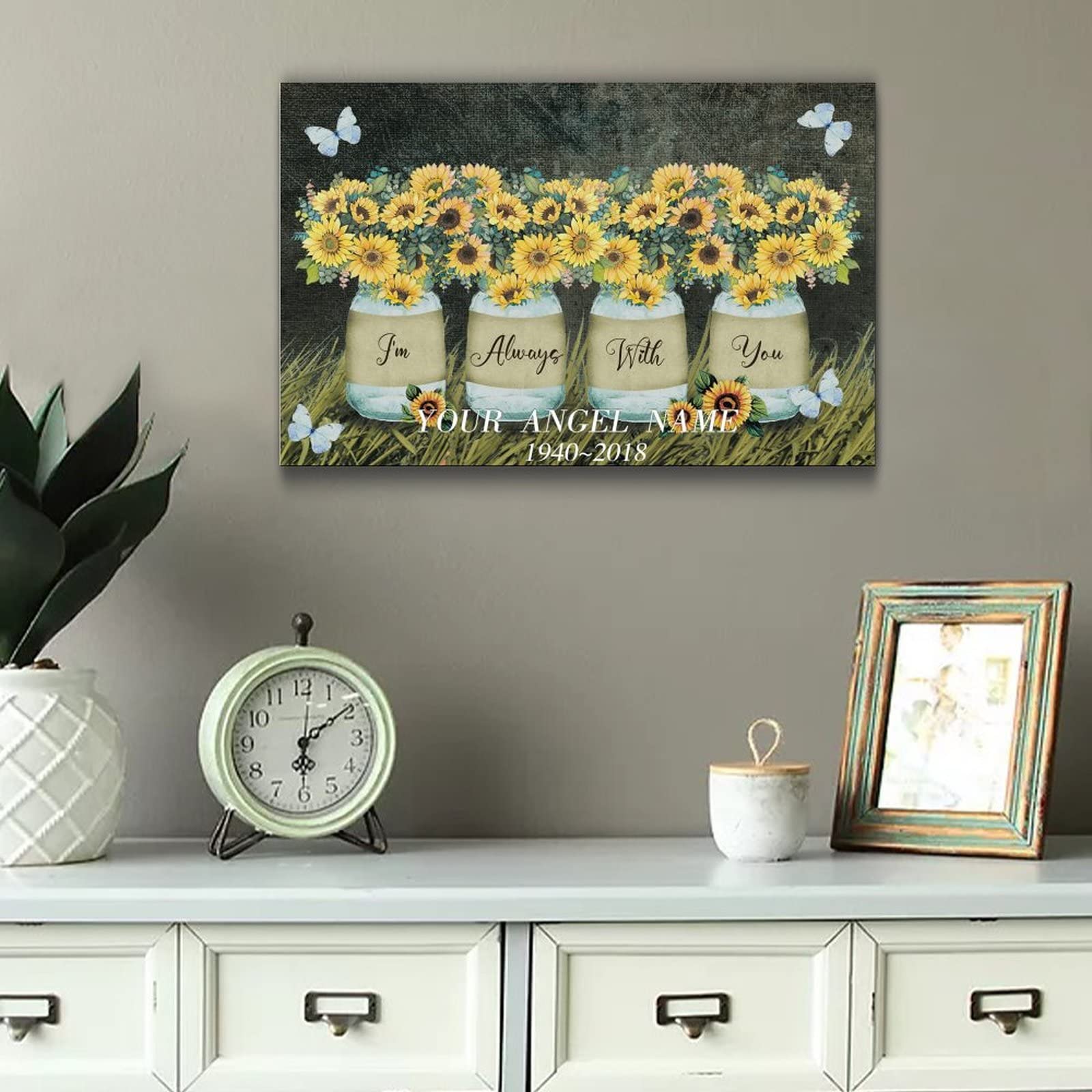 Wooden Plaques Sunflower I'm Always with You Personalized Name Personalized Signs Sign Memorial Gift Sympathy in Memory of Dad Remembrance Rustic Wood