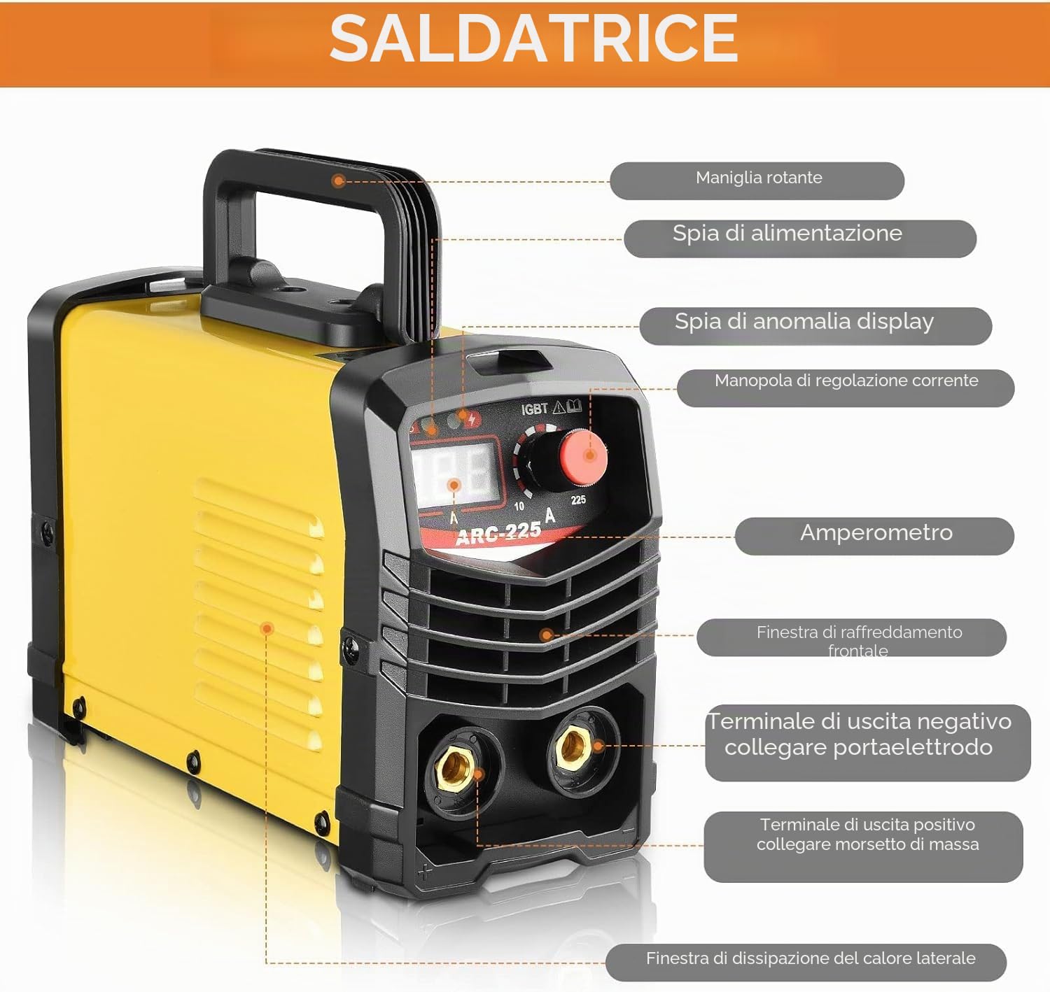ARC Saldatore Inverter 225 A 220 V stazione di saldatura I IGBT Poste Saldatore Inverter elettrico portatile saldatore con display digitale LCD morsetto di messa a terra