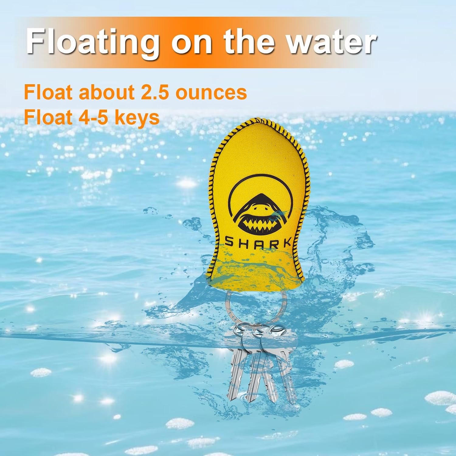 Floating Keychain,Boat Key – Float for 5 Keys,Shark Style Floating Key for Boating Fishing Diving Water Sports