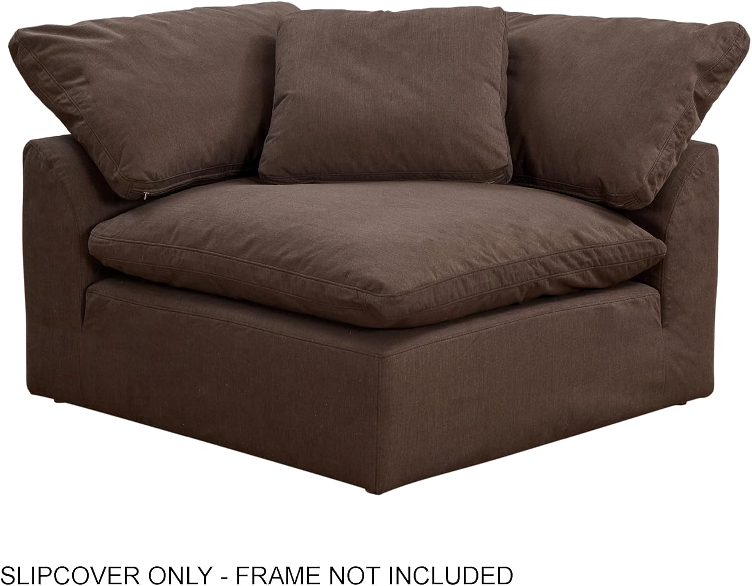 Sunset Trading Contemporary Puff Collection Slipcover Only for 3 Piece Sectional Sofa | Square Modular Couch Fitted Slip Covers | Stain-Proof Water-Resistant Washable Performance Fabric | Brown