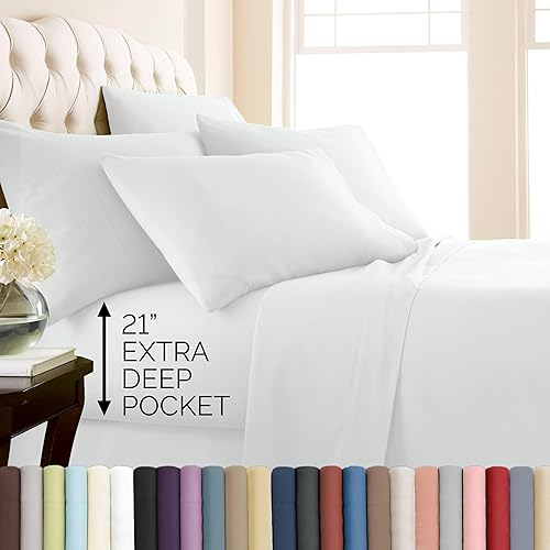 Miniatura 9 de Southshore Fine Living, Inc. Juego de sábanas de 6 piezas, sábanas de bolsillo profundo de 21 pulgadas, sábana bajera de bolsillo profundo, sábana
