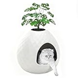 KFY Hidden Cat Litter Box Enclosure with Removable Planter Top Plant Litter Box Hidden Litter Box Vented for Odor Control Multi-Functional for Living Room Indoor White