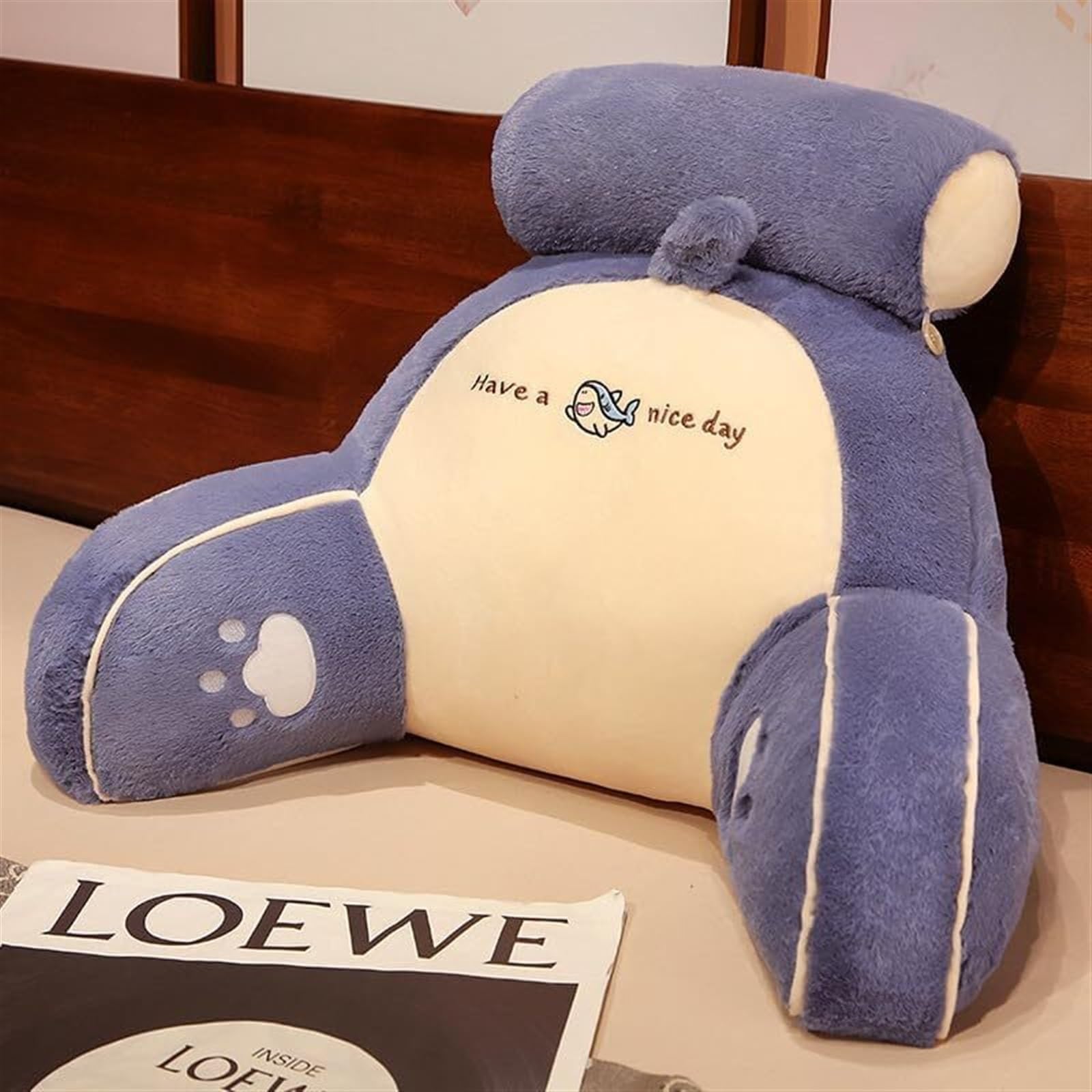 Uoxhfdh Purple Bed Rest Lumbar Support Cushion Breathable Seat Relax Pillow With Arm(,75 * 50Cm)