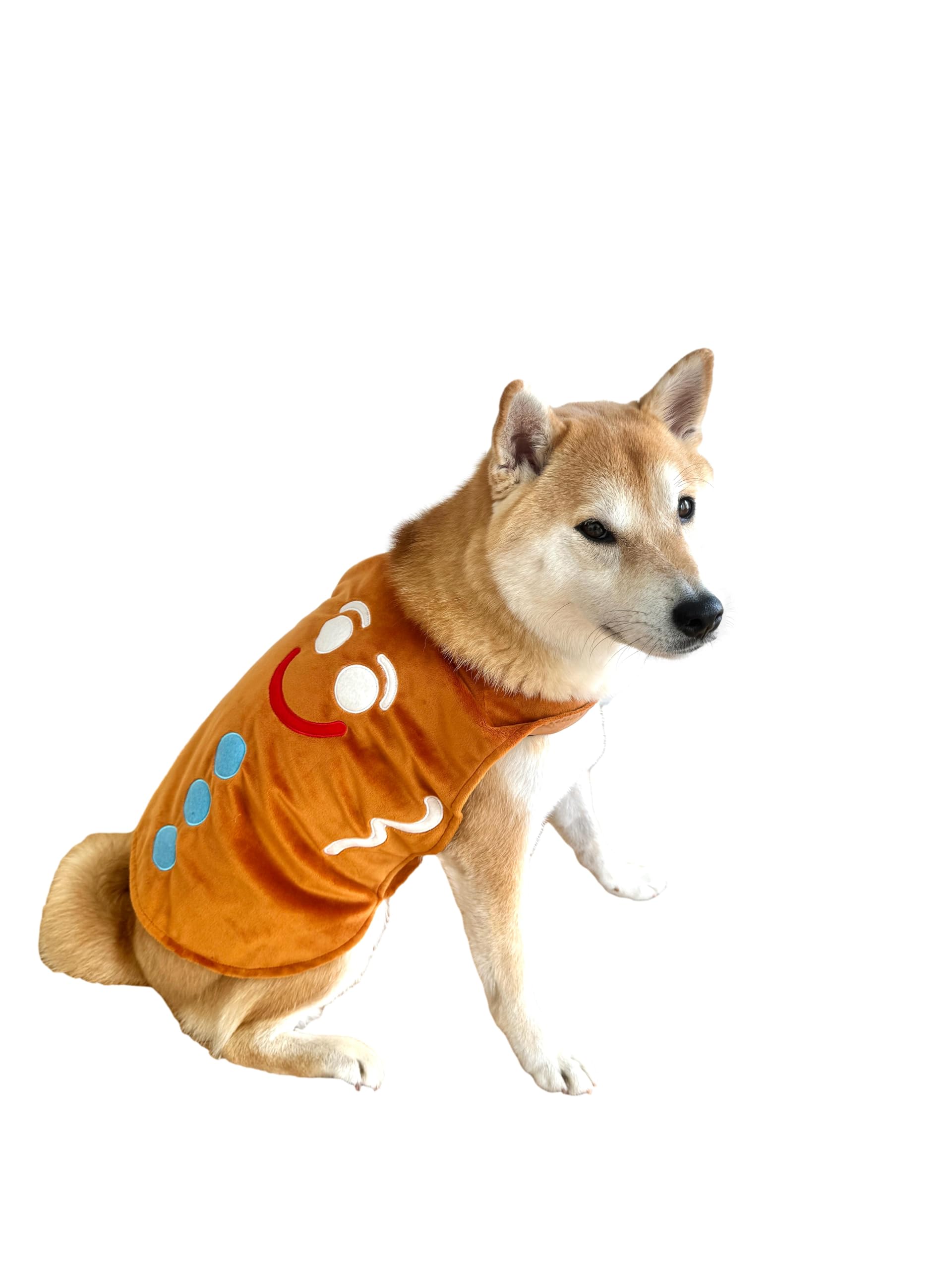 ComfyCamper Dog Gingerbread Man Cape Christmas Costume - Xmas Gift White Holiday Outfit Clothes Accessories, S