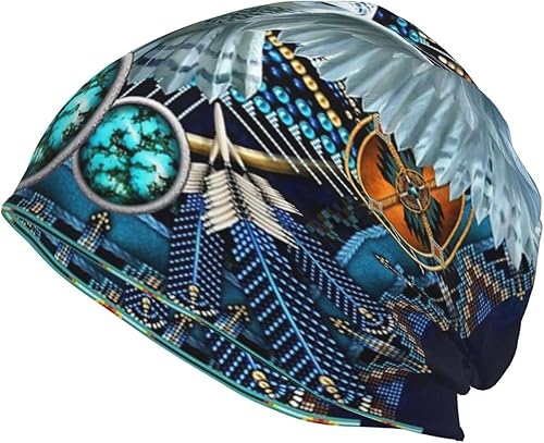 Gorro de punto nativo americano para hombre y mujer gorro de esquí indio