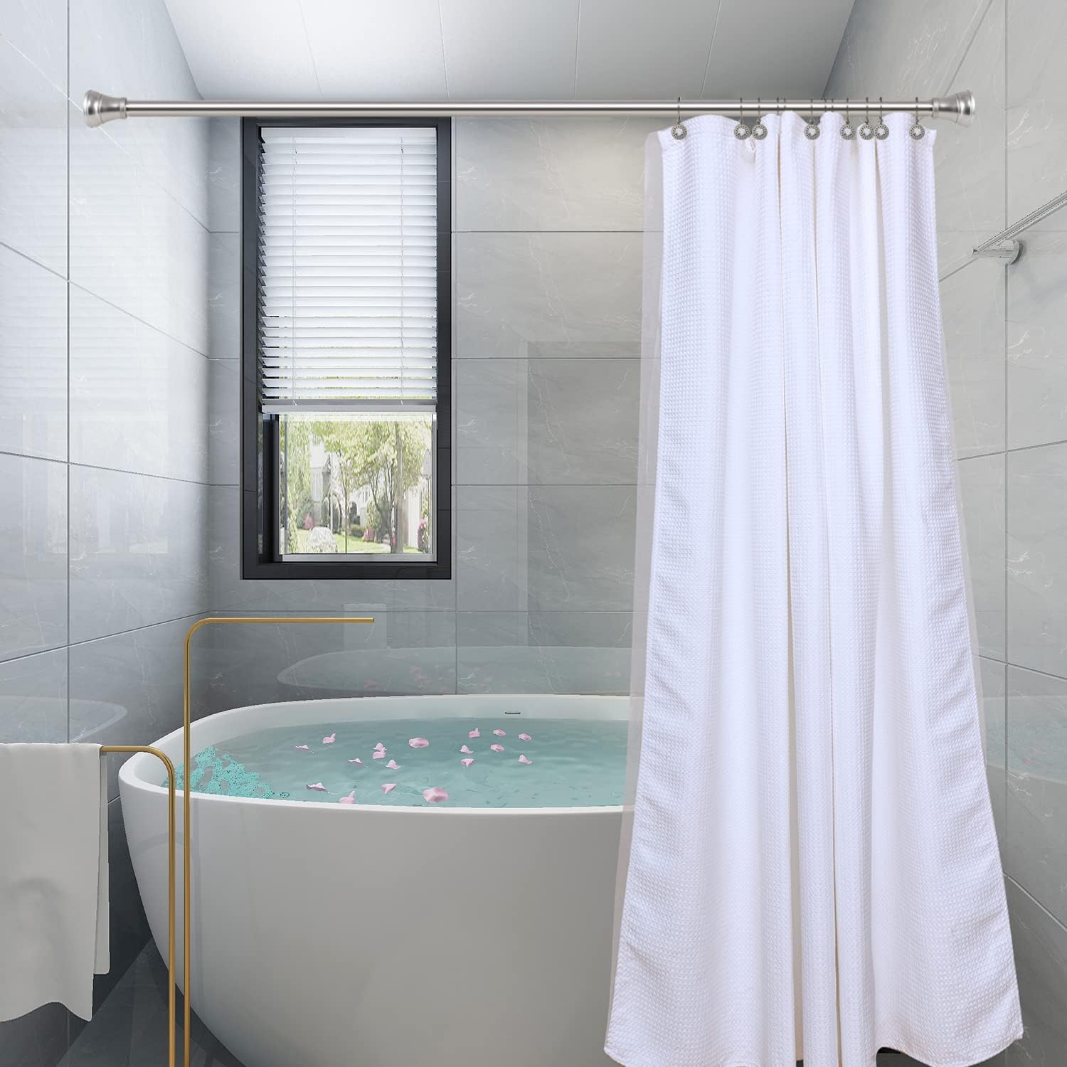 Utopia Alley HK21XX Shower Hooks - Double Shower Curtain Rings for Bathroom - Rust Resistant Shower Curtain Hooks for Shower Curtain or Liner - Shower Curtain Rings with Crystal Design - Set of 12