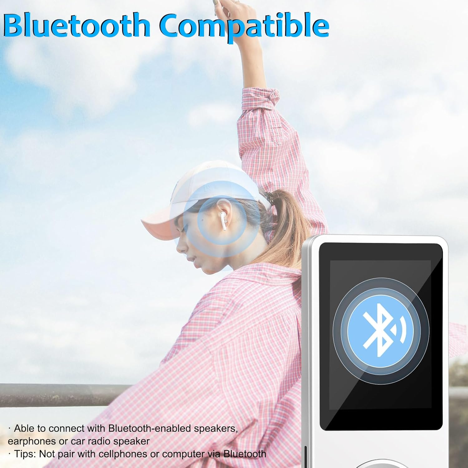 64GB MP3 Player with Bluetooth, Portable HiFi Lossless MP3 Music Players with Speaker and Earphones, Multifunctional Media Player with FM Radio, Up to 128GB Extension, Support Shuffle Playback - Image 2