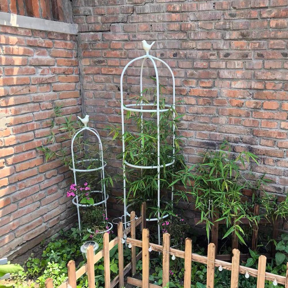 Generisch Obelisk Deko, Schwarz Weiß Obelisk Rankhilfe, 20x85 25x145 32x175 40x205cm Gartenspalier Tomatenkäfig für Bepflanzung, Garten, Wohnzimmer, Balkon Pflanzenstütze(Weiß,D 40x H 205cm)