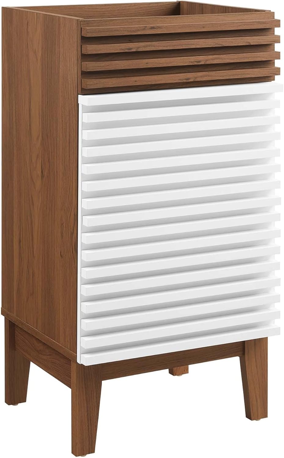 Modway Render 17" Particleboard Laminate Bathroom Vanity Cabinet in White/Walnut