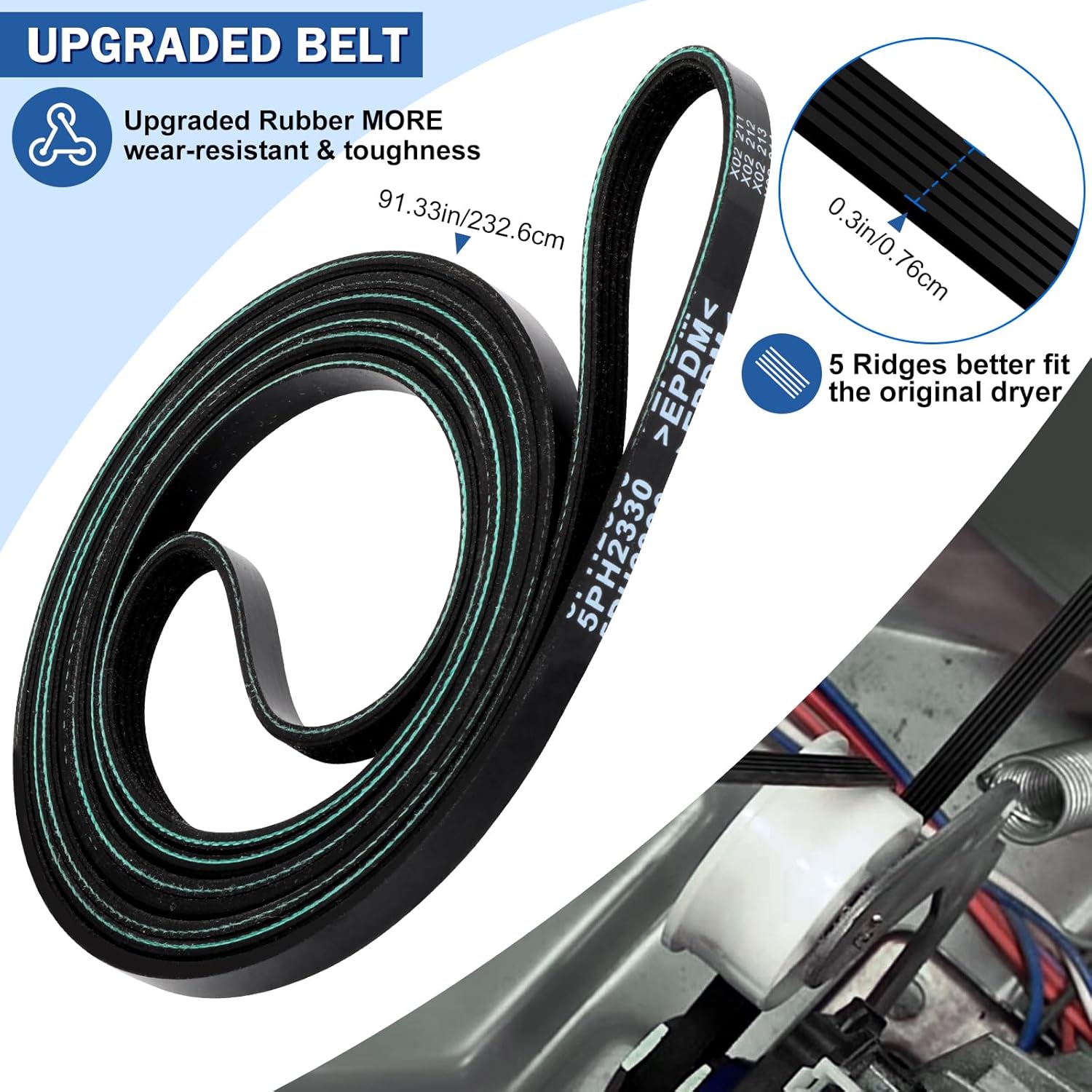 Valchoose 12001541 303373K Maytag Dryer Drum Roller Kit, Upgraded WP33002535 Drum Belt Durable, 6-3700340 Idler Pulley, 306508 Dryer Tumbler Bearing Kit, Squeal No More Maytag Dryer Parts - Image 2