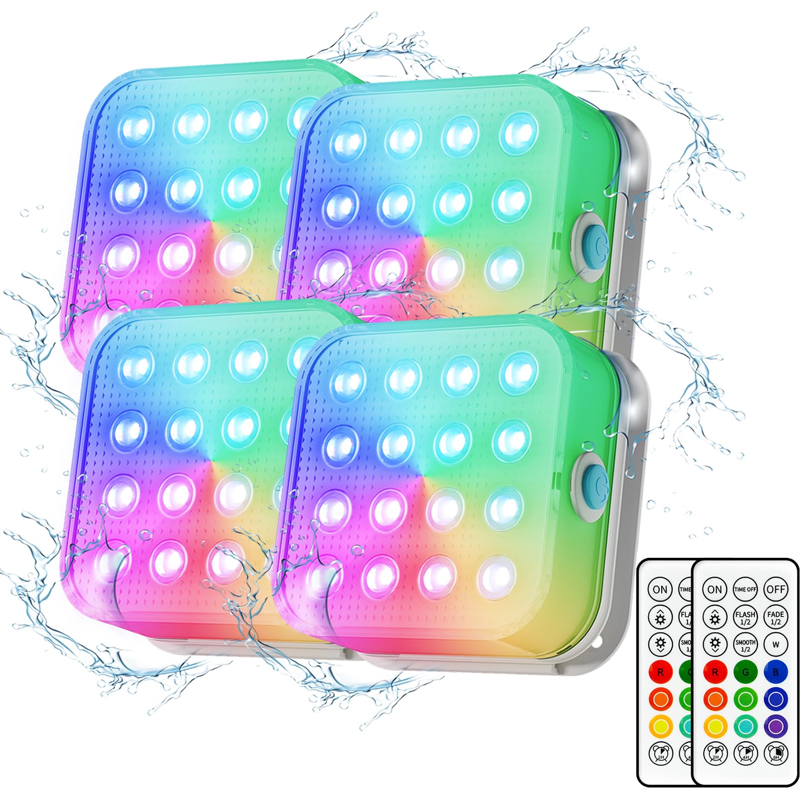 Rechargeable Submersible LED Lights, 3600mAh High Brightness Waterproof Pool Lights (4, WhiteA)