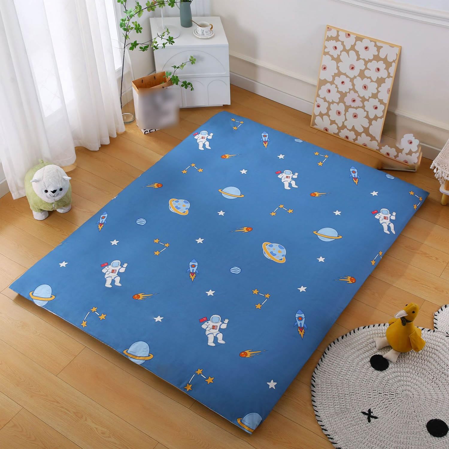 P Traditional Japanese Futon Mattress 100% Cotton,Double Zipper Futon Floor Mattress Cover,Tatami Mattress Rotective Cover,Machine Washable,,90X200cm/35X78