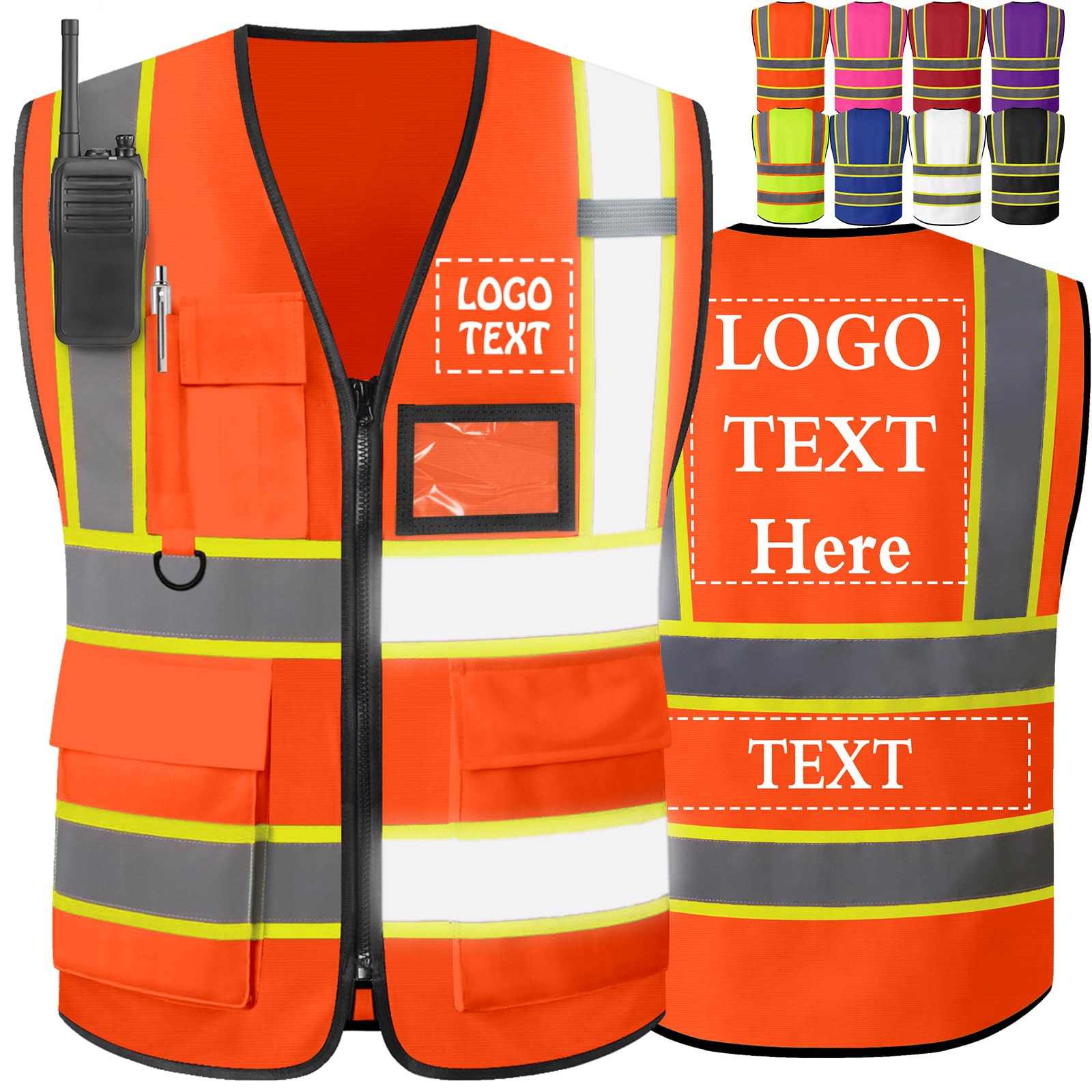 Custom Safety Vest High Visibility Customize Class 2 for Men Personalized Two Tone Logo Work Vests for Construction