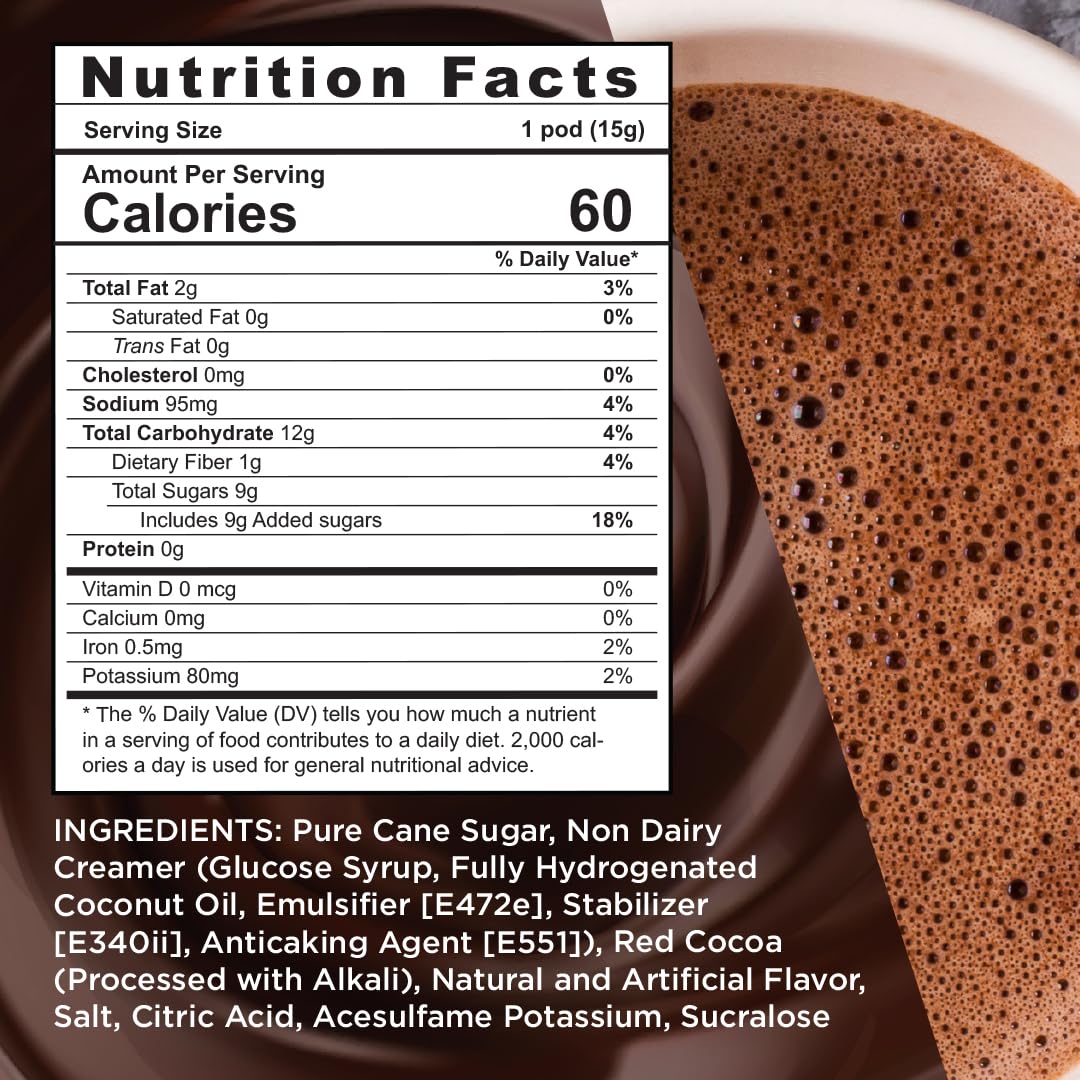 Maud's Dark Hot Chocolate Pods, 50 ct, Single Serve Pods, Compatible with Keurig K Cups Maker