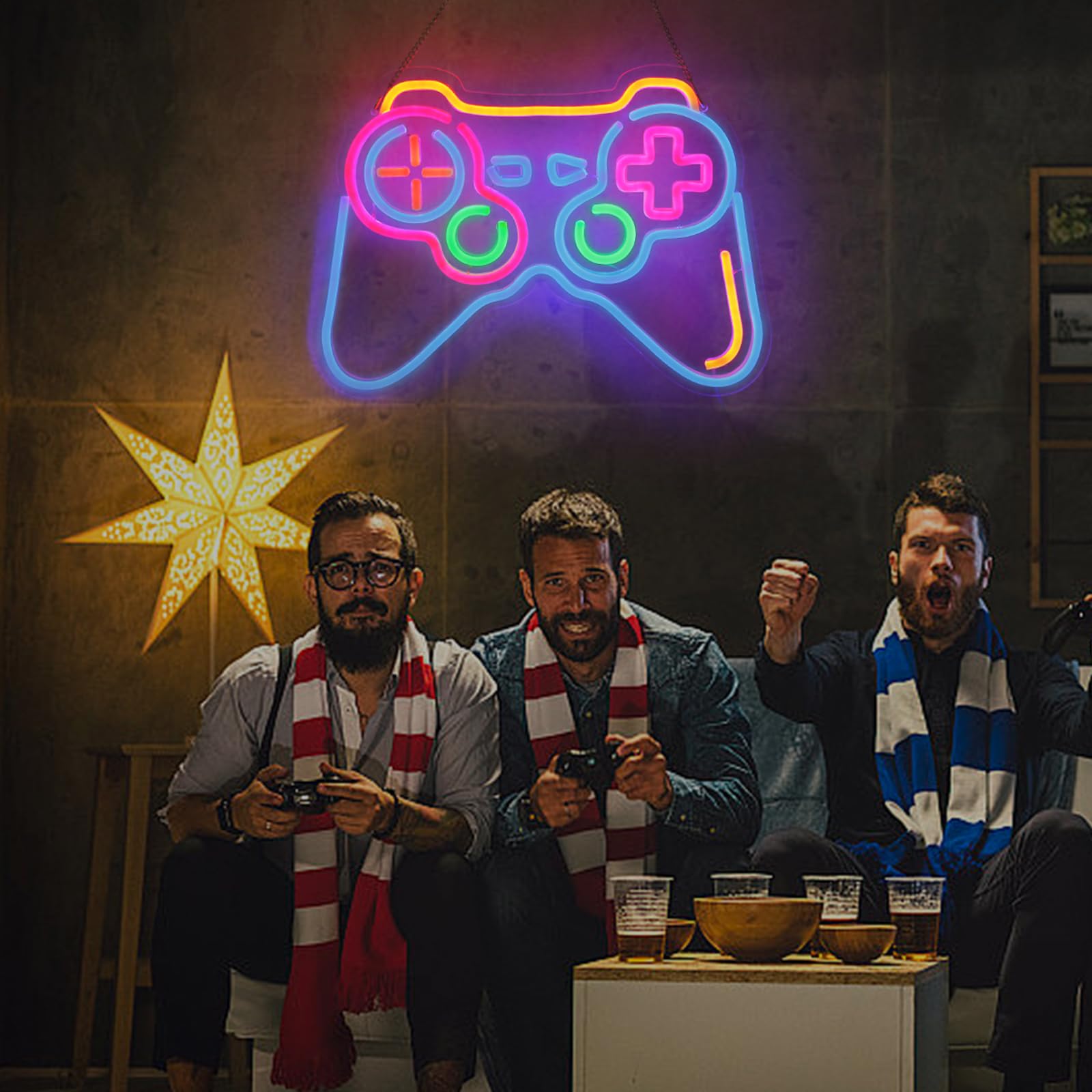 Neonlicht Schild, LED-Umgebungslicht, Leuchtreklame, Gaming Zone Panda Lichtzeichen, Neonschilder für Spielzimmer Wand, Spielzimmer, Kinderzimmer, Schlafzimmer, Wohnzimmer Wanddekorationen (Gamepad)
