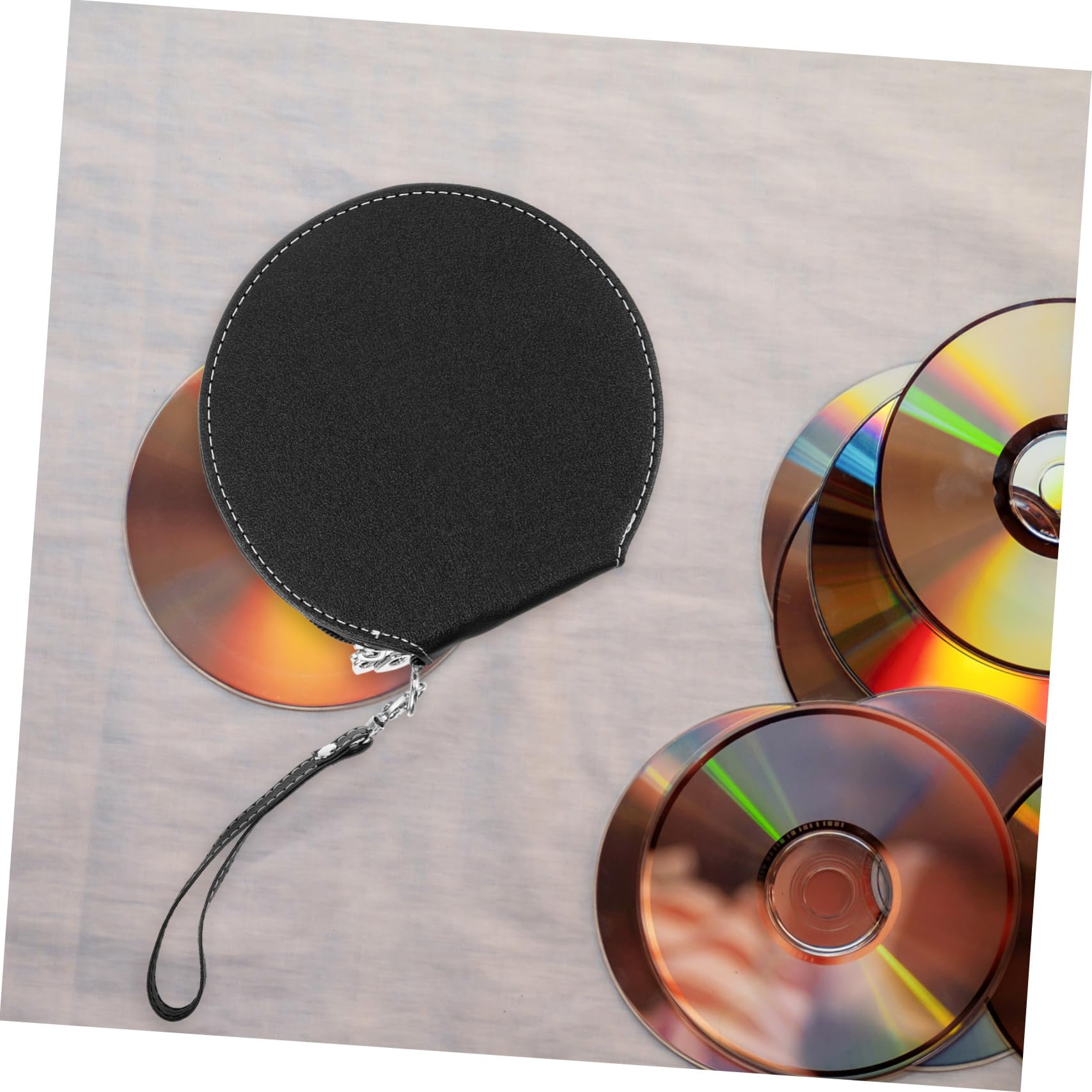 PartyKindom Porta CD per Auto capacità 20 Dischi, Custodia Sottile e Compatta in Pu Nero, Facile da Pulire Design Elegante, per Casa e Viaggio