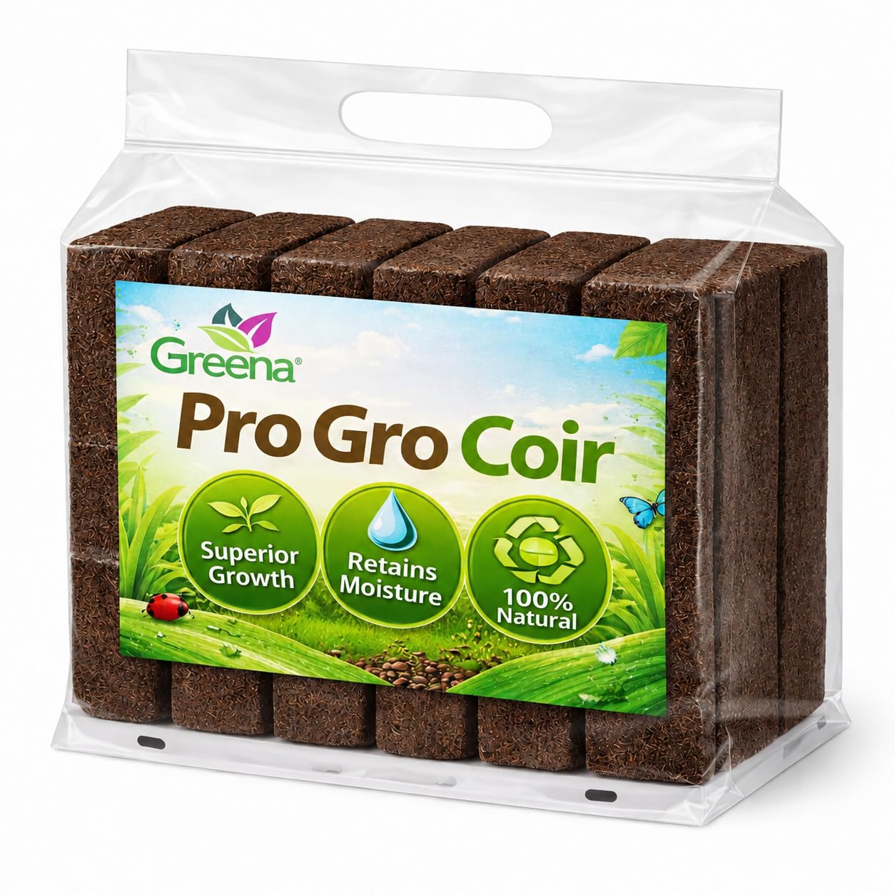 Greena Pro Gro Peat Free Coir Brick 9L – Organic Coconut Coir Compost Substrate, Expands Growing Medium for Plants, Seed Starting, Reptile Bedding & Tortoise Substrate – Eco Friendly (1 Brick)