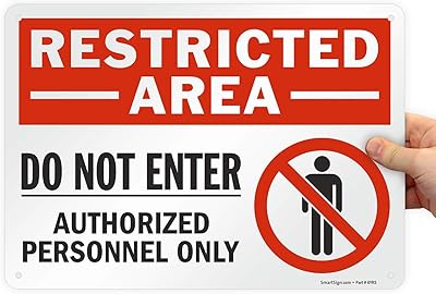 SmartSign 10 x 14 inch “Restricted Area - Do Not Enter, Authorized Personnel Only†OSHA Metal Sign, 40 mil Laminated Rustproof Aluminum, Red, Black and White