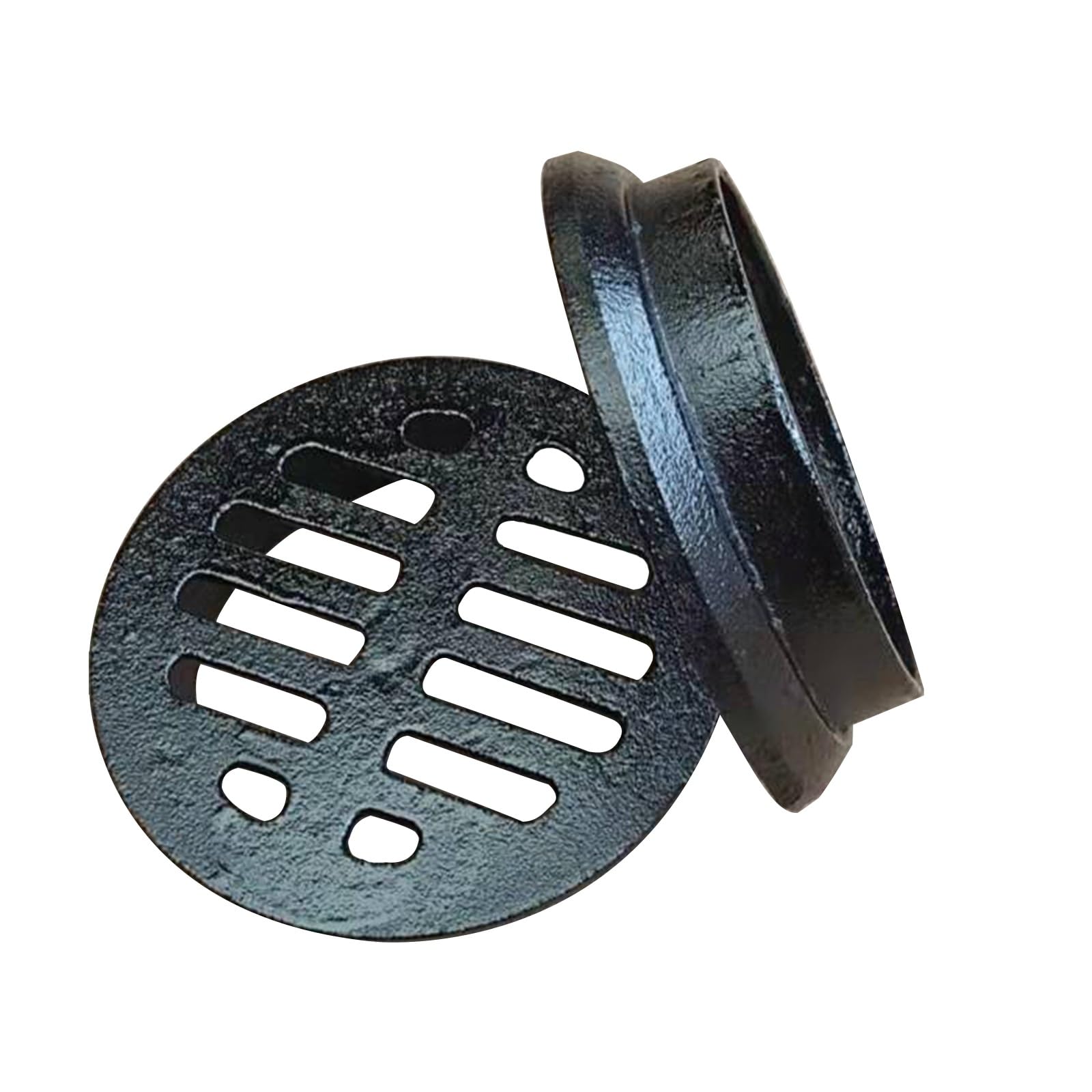 Cast Iron Round Floor Drain, Lawns Drain Cover Outdoor, Anti-Blocking Black Drainage Grate for Balconies, Rooftops and Gardens(5 cm/2 in)