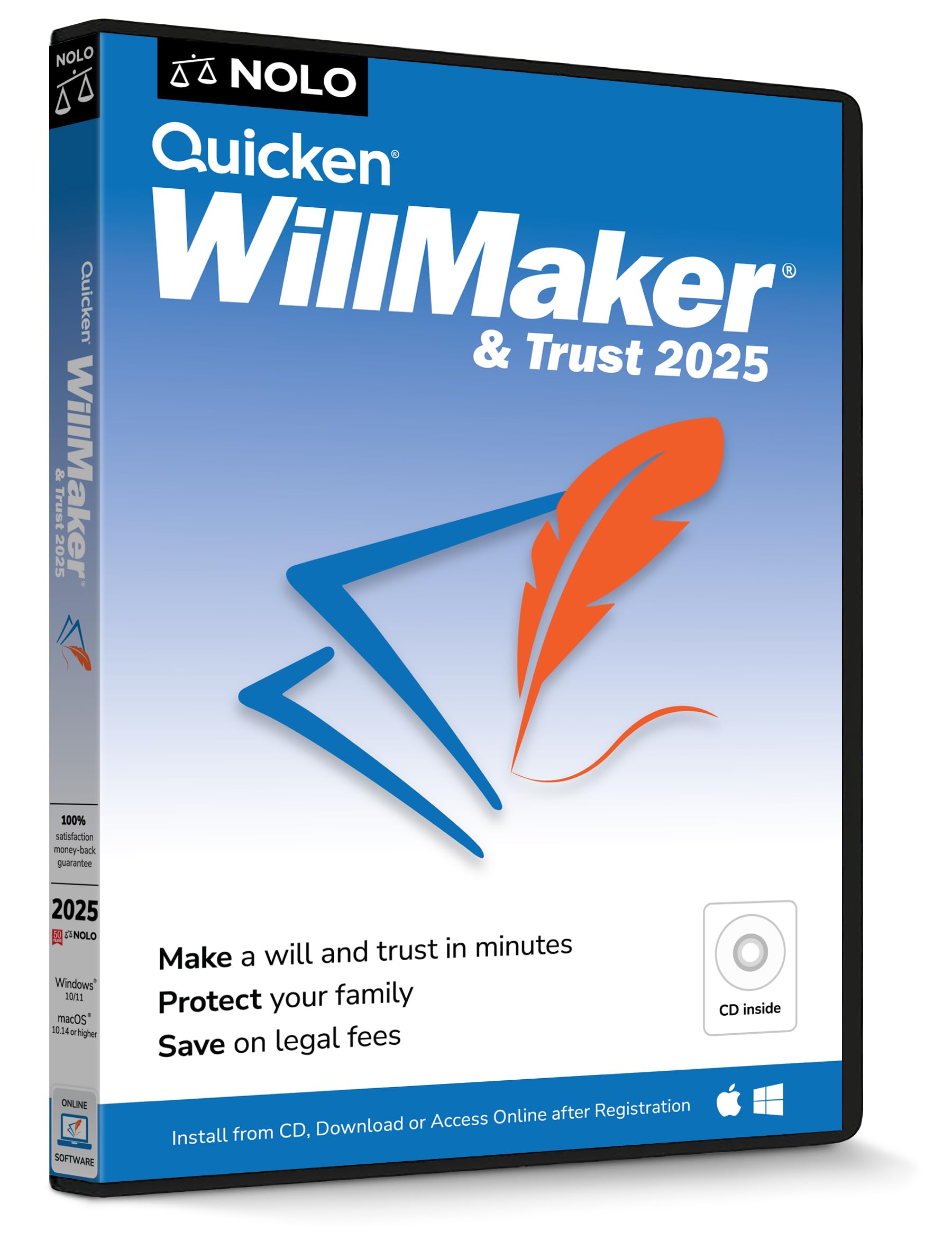 Quicken WillMaker & Trust 2025 - Estate Planning Software - Includes Will, Living Trust, Health Care Directive, Financial, Power of Attorney - Legally Binding - [CD, PC/Mac Download, Online]