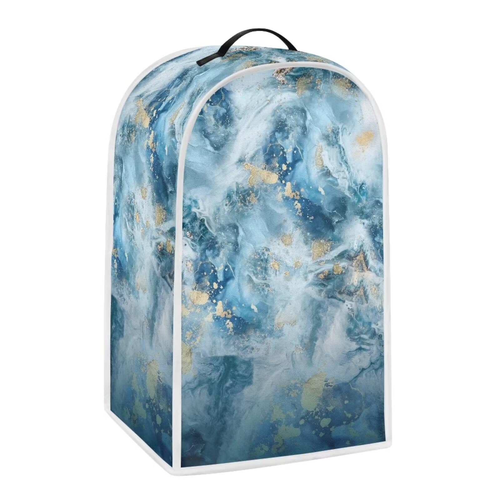 Blender Cover Kitchen Appliance Cover Anti Fingerprint Dust Proof Stain Resistant Coffee Maker Cover Food Processor Dust Cover Stand Mixer Cover with Top Handle, Blue Gold Marble