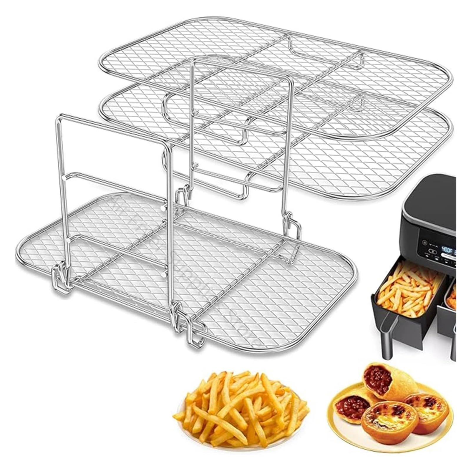 Rack Friteuse Ad Aria 3 Strati Doppio Cestello Compatibile Con Ninja