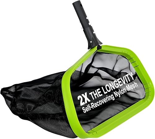 Sepetrel, Red de piscina, redes profesionales para limpieza con bolsa profunda de nailon, marco de aluminio resistente y rastrillo de mango (poste