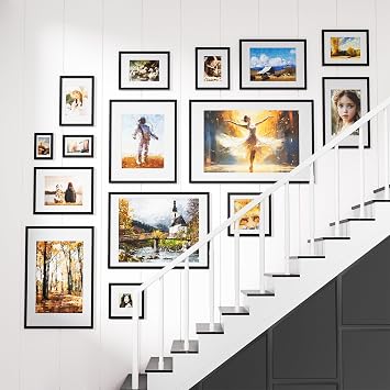 Heimlove 4x6 Picture Frames with Mat to 3.5x5 Black Set of 3