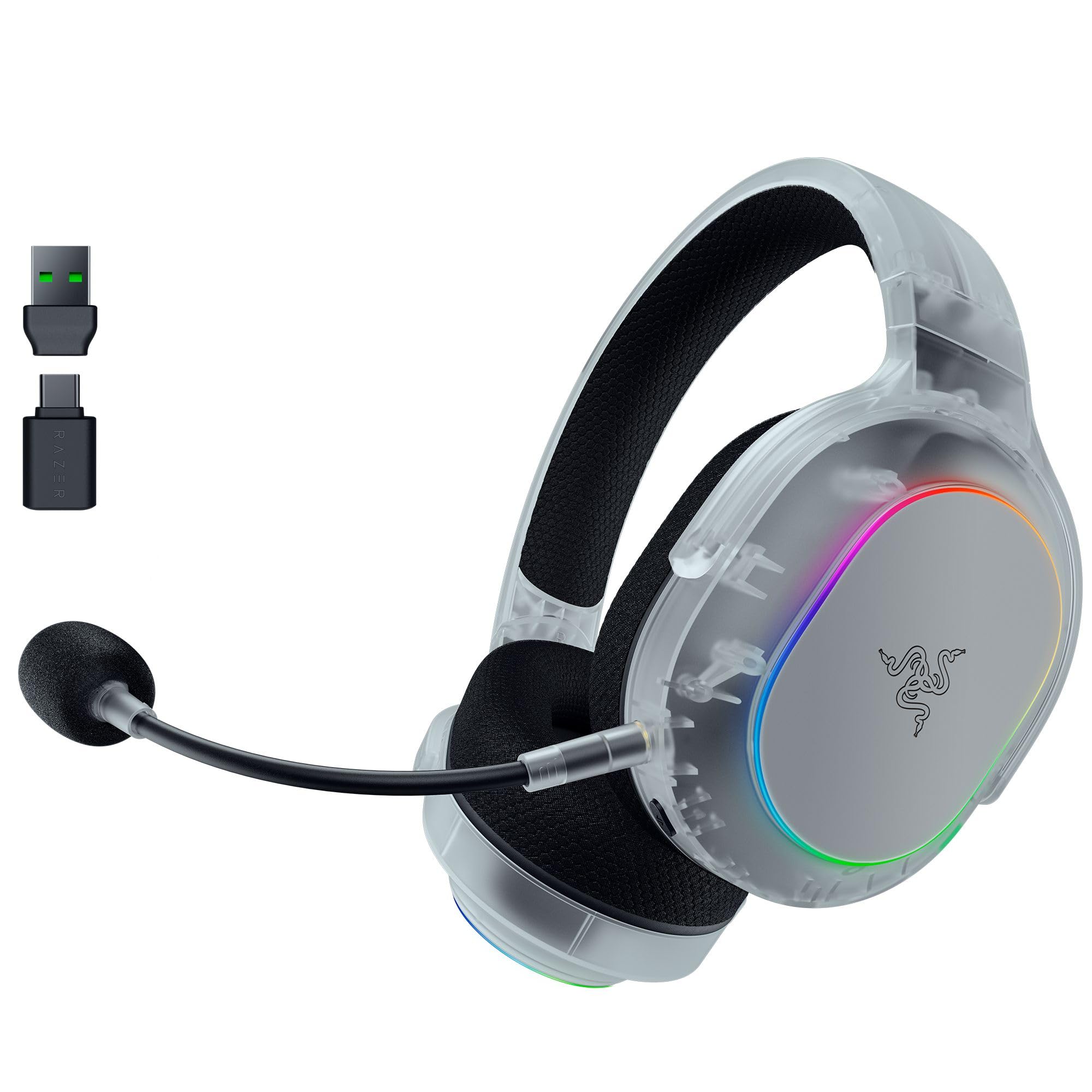 Razer レイザー Barracuda X Chroma Phantom White Edition ワイヤレスゲーミングヘッドセット TriForce40mmドライバー 着脱式 HyperClear 70時間駆動 2.4GHz Bluetooth PC PS5 PS4 Switch 2 iOS Android バラクーダエックス クローマ ファントムホワイトエディション