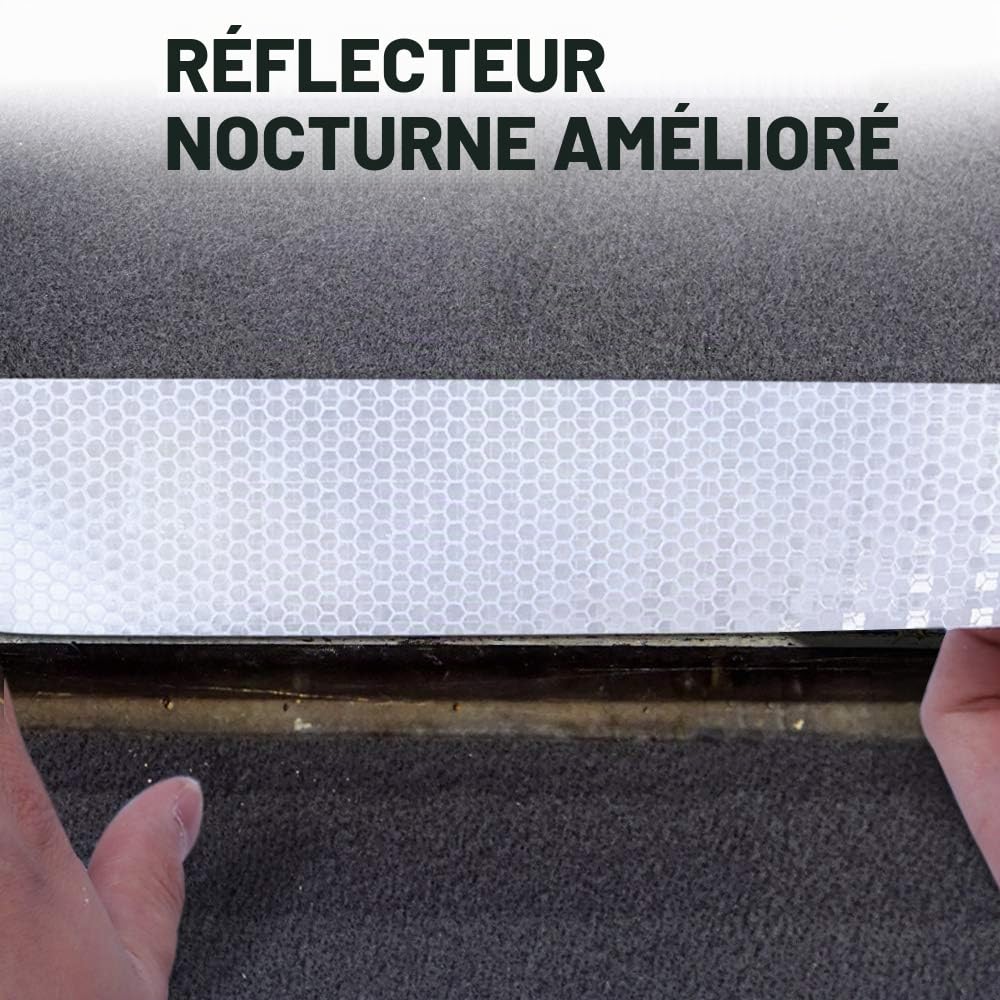 Ruban Réfléchissant Blanche, 15cm x 10m Bande Reflechissante Autocollante | Ruban Réflecteur Imperméable, Ruban Réfléchissant pour Voitures, Vélos, Camions