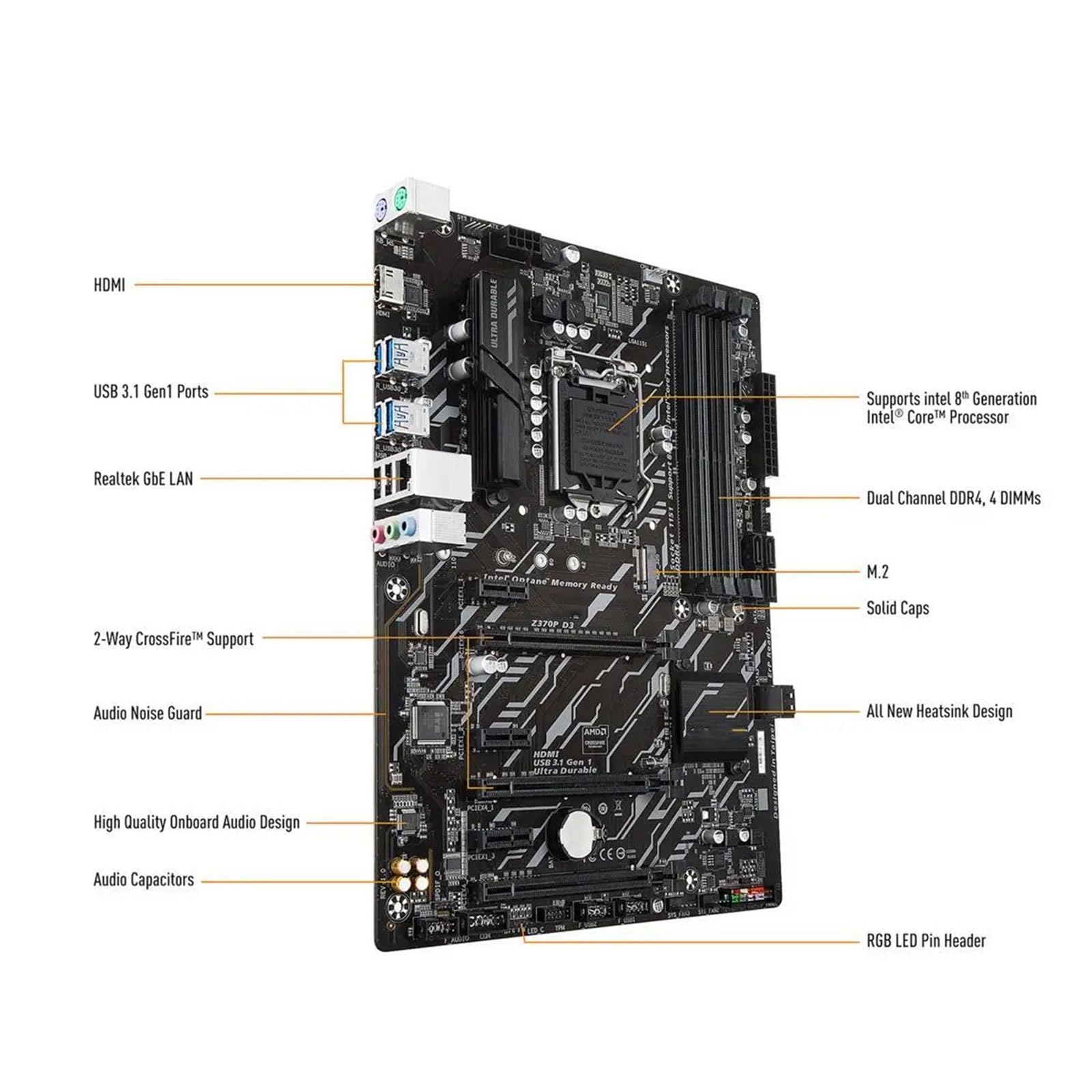 Carte Mère GIGABYTE Z370P D3 - Socket LGA 1151 - ATX - Reconditionnée