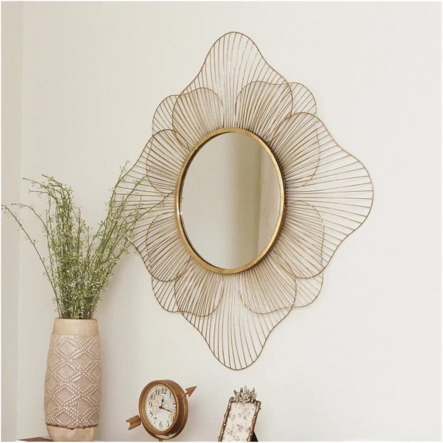 32x32 Inch Shower Mirror Gold Makeup Hair Cut Bathroom Mirror Decor Aesthetic Bedroom Decorative Mirrors,Mirrors