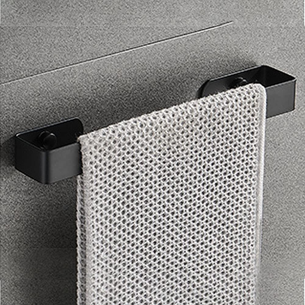 Toallero de acero inoxidable con adhesivo adhesivo, fácil de instalar, para baño y cocina (30 cm, negro)