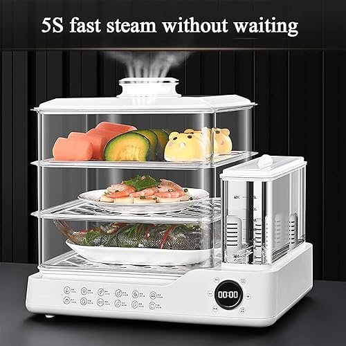 Miniatura 4 de 3-Tier Electric Food Steamer with Touch Screen, 12H Timer, Independent Water Tank, Large Capacity Vegetable Steamer for Healthy Cooking, BPA-Free