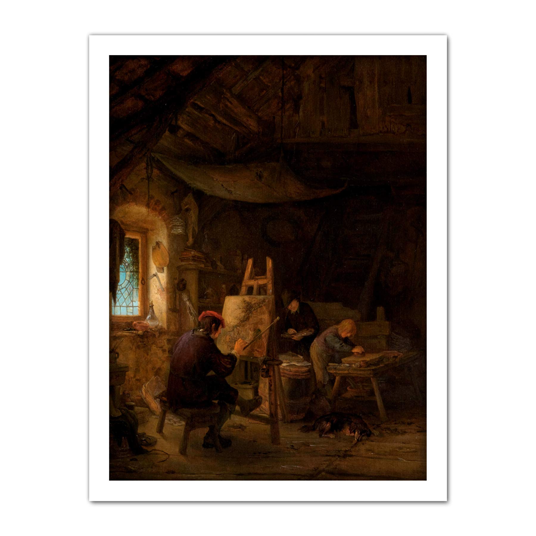 Artery8 Adriaen Van Ostade The Painters Studio Painting Artwork Framed Wall Art Print 18X24 Inch