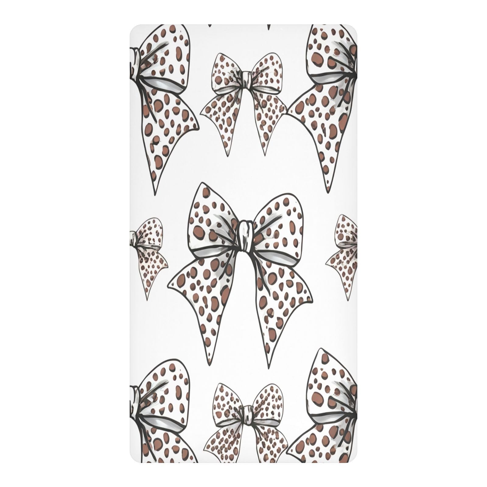 JiangGgen Brown Spotted Bows Baby Crib Sheet Soft Breathable for Standard Crib-M
