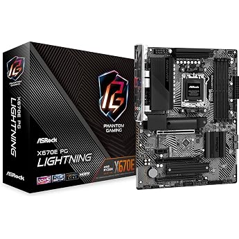 ASRock Motherboard X670E PG Lightning AMD Ryzen 7000 Series CPU (Soket AM5) Compatible X670E ATX Motherboard
