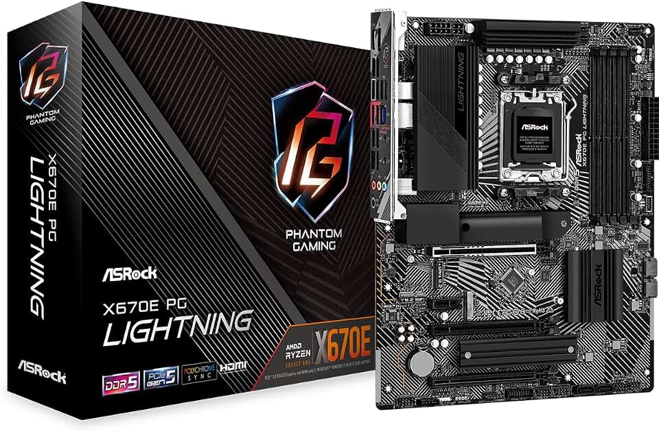 ASRock X670E PG Lightning Support AMD AM5 RYZEN 7000 Series Processadores Placa-mãe