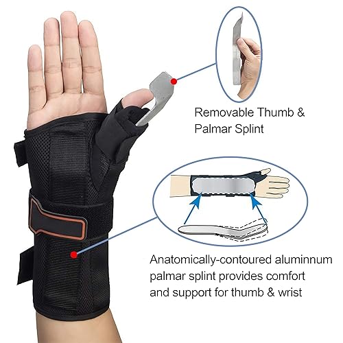 Miniatura 10 de Muñequera y férula espica para el pulgar, para tenosinovitis, tendinitis, túnel carpiano y artritis, férula para el pulgar de De Quervain (mano